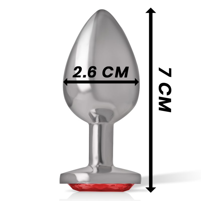 INTENSE - ALUMINUM METAL ANAL PLUG WITH CRYSTAL ROJO TALLA S