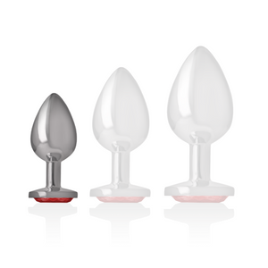Intense – Plug anal en métal aluminium avec cristal rouge taille S
