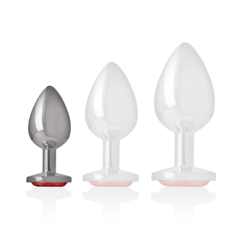 Intense – Plug anal en métal aluminium avec cristal rouge taille S