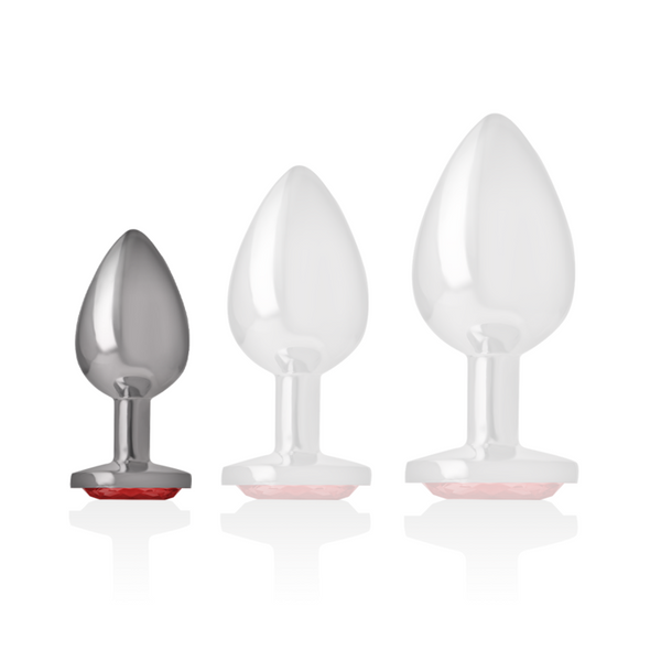 Intense – Plug anal en métal aluminium avec cristal rouge taille S