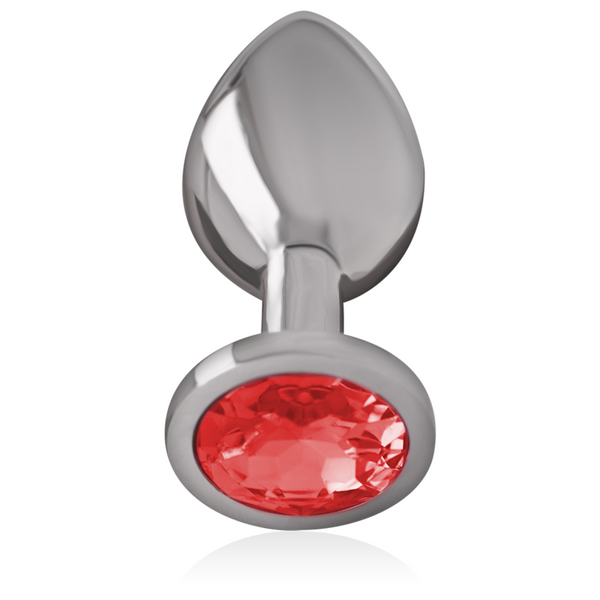 Intense – Plug anal en métal aluminium avec cristal rouge taille L
