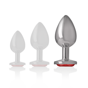 Intense – Plug anal en métal aluminium avec cristal rouge taille L