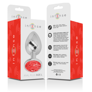 Intense – Plug anal en métal aluminium avec cristal rouge taille L