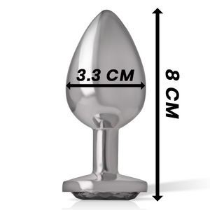 Intense – Plug anal en métal aluminium avec verre noir taille M