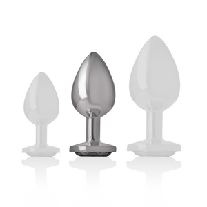 Intense – Plug anal en métal aluminium avec verre noir taille M