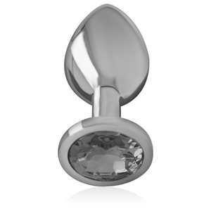 Intense – Plug anal en métal aluminium avec verre noir taille L