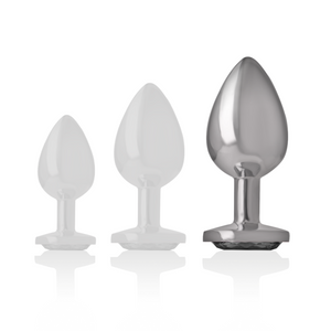 Intense – Plug anal en métal aluminium avec verre noir taille L
