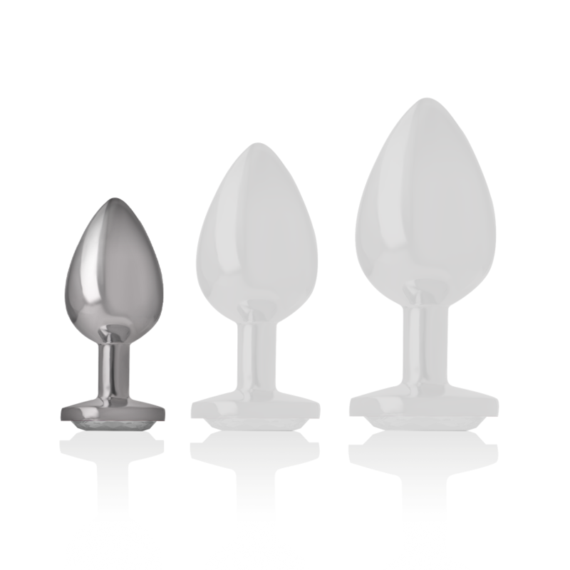 Intense – Plug anal en métal aluminium avec cristal dargent taille S