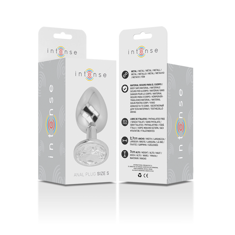INTENSE - ALUMINUM METAL ANAL PLUG WITH PLATA CRYSTAL TALLA S
