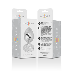 Intense – Plug anal en métal aluminium avec cristal dargent taille S