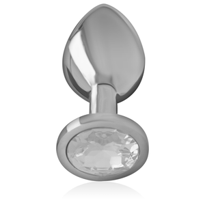 Intense – Plug anal en métal aluminium avec cristal dargent taille M