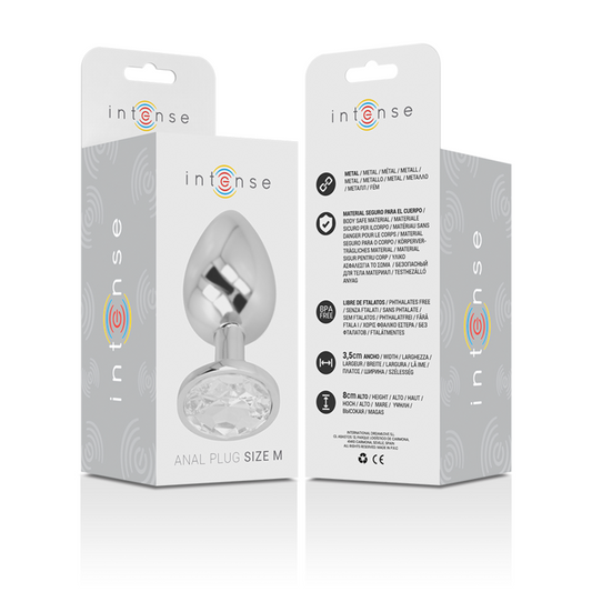 INTENSE - ALUMINUM METAL ANAL PLUG WITH PLATA CRYSTAL TALLA M