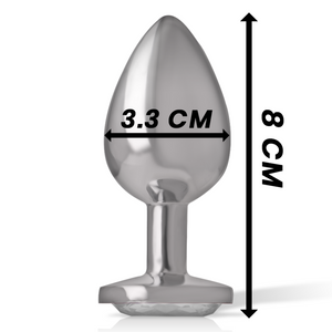 Intense – Plug anal en métal aluminium avec cristal dargent taille M