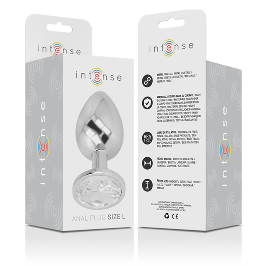 INTENSE - ALUMINUM METAL ANAL PLUG WITH PLATA CRYSTAL TALLA L