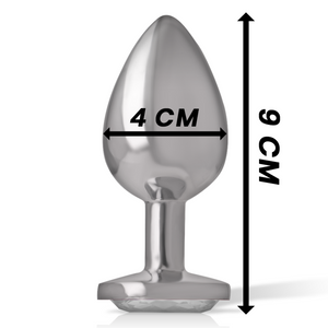 Intense – Plug anal en métal aluminium avec cristal dargent taille L