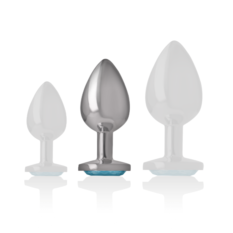 INTENSE - ALUMINIUM METALEN ANAAL PLUG MET AZUL KRISTAL TALLA M