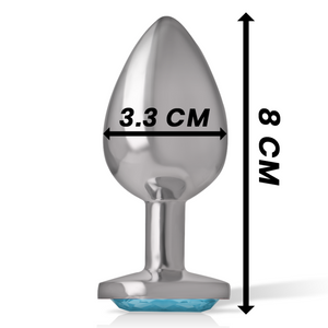 Intense – Plug anal en métal aluminium avec verre bleu taille M