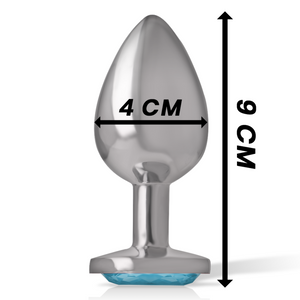 Intense – Plug anal en métal aluminium avec cristal bleu taille L
