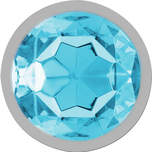 Intense – Plug anal en métal aluminium avec cristal bleu taille L