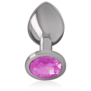 Intense – Plug anal en métal aluminium avec cristal rose taille S