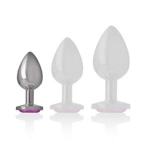 Intense – Plug anal en métal aluminium avec cristal rose taille S