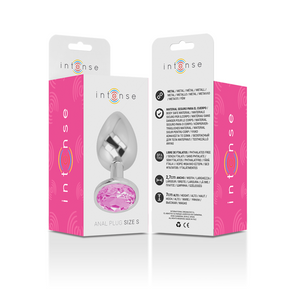 Intense – Plug anal en métal aluminium avec cristal rose taille S