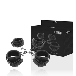 Fetish Submissive – Ensemble de menottes pour mains et chevilles avec doublure en noprène