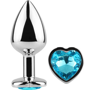 SecretPlay – Plug anal en métal coeur bleu petite taille 7 cm