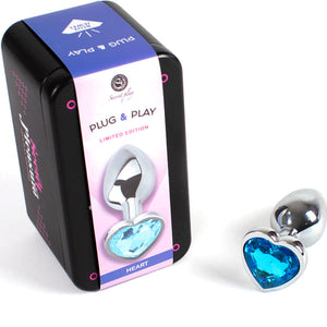 SecretPlay – Plug anal en métal coeur bleu petite taille 7 cm