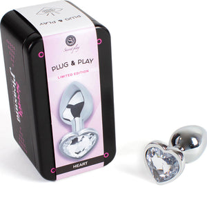 SecretPlay – Plug anal en métal coeur cristal clair petite taille 7 cm