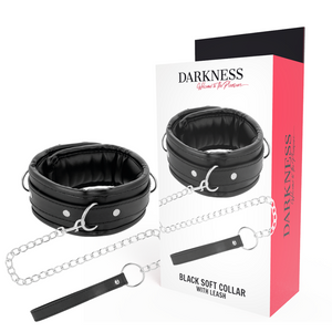 Darkness – Collier en cuir souple avec chaîne