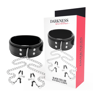 Darkness – Collier avec pinces nipple noir