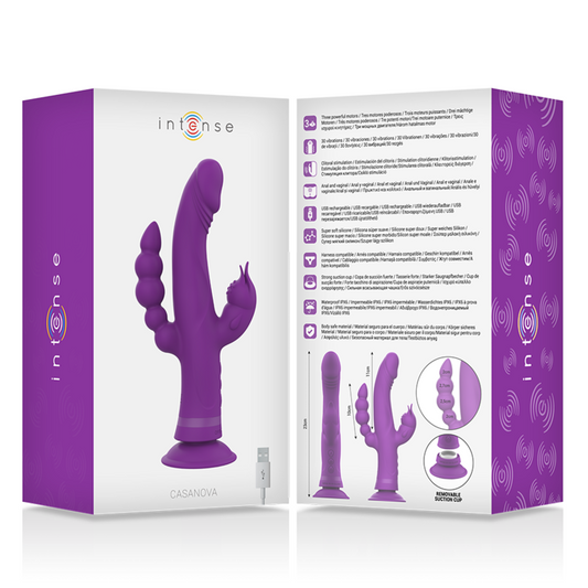 INTENSE - CASANOVA VIBRADOR KONIJN SILICONA DRIEVOUDIGE MOTOR MORADO