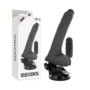 Basecock – Vibrateur réaliste noir télécommande avec testicules 20 cm -o- 4 cm