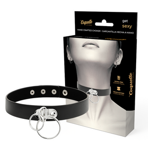 Coquette Chic Desire – Ras de cou double anneau en cuir végan