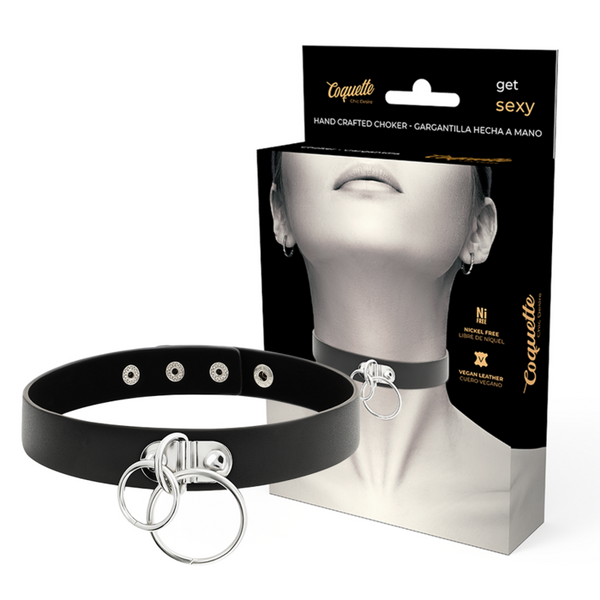COQUETTE CHIC DESIRE - CUERO VEGANO DOBLE ANILLA CHOKER