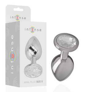 Intense – Plug anal en métal aluminium avec cristal dargent taille S