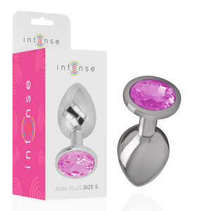 Intense – Plug anal en métal aluminium avec cristal rose taille S