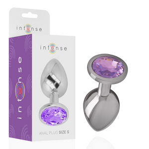 Intense – Plug anal en métal aluminium avec cristal violet taille L