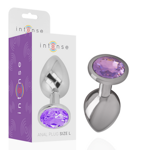 Intense – Plug anal en métal aluminium avec cristal violet taille S