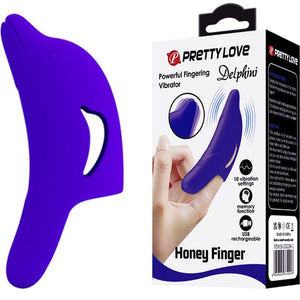 Pretty Love – Puissant stimulateur de doigts bleu foncé delphini