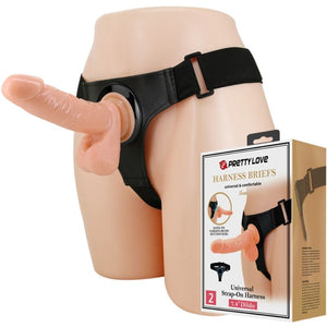 Pretty Love – Harnais slips harnais universel avec gode tom 20 cm naturel
