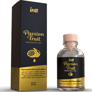 INTT Massage & Oral Sex – Gel de massage saveur fruit de la passion avec effet chaleur