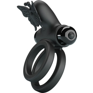 Pretty Love – Double anneau vibrant avec stimulateur noir