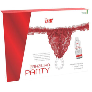 INTT Releases – Culotte rouge brésilienne avec perles et gel lubrifiant 50 ml