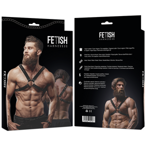 Fetish Submissive Attitude – Harnais en cuir écologique pour hommes avec poitrine croisée