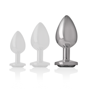 Intense – Plug anal métal aluminium coeur blanc taille L
