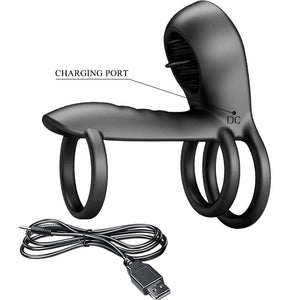 Pretty Love – Gaine pénis jammy 12 vibrations avec langue en silicone rechargeable