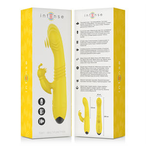 Intense – Vibrateur multifonction toky up & down avec stimulateur clitoral jaune