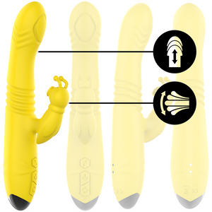 Intense – Vibrateur multifonction toky up & down avec stimulateur clitoral jaune